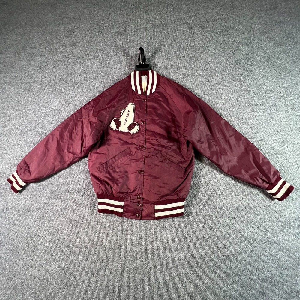 Vintage DeLong Windbreaker Jacket Women's XS Maroon Snap USA 80s Cheerleader